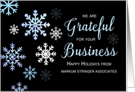 Custom Name Business Appreciation Holiday Snowflakes on Black card