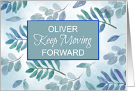 Addiction Recovery Custom Name Encouragement Branches Blue Green card