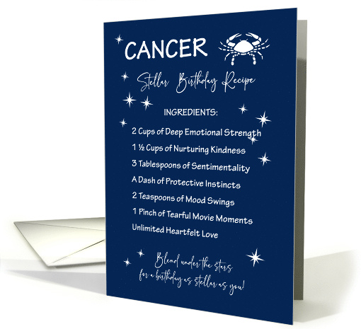 Cancer Zodiac Stellar Birthday Recipe card (1902226)
