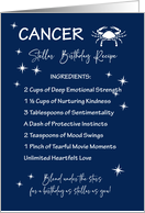 Cancer Zodiac Stellar Birthday Recipe card