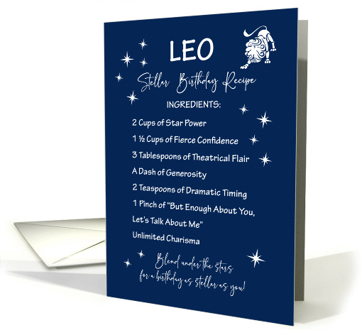 Leo Zodiac Stellar Birthday Recipe card (1902230)