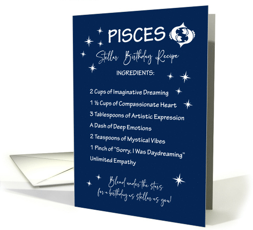 Pisces Zodiac Stellar Birthday Recipe card (1902236)
