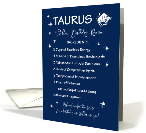 Taurus Zodiac Stellar Birthday Recipe card (1902242)