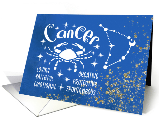 Zodiac Cancer Birthday With Sign Constellation and Traits card