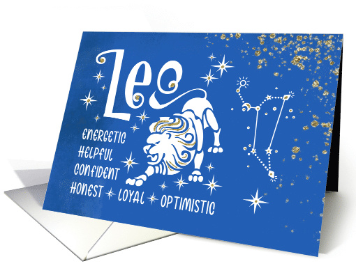 Zodiac Leo Birthday With Sign Constellation and Traits card (1902524)