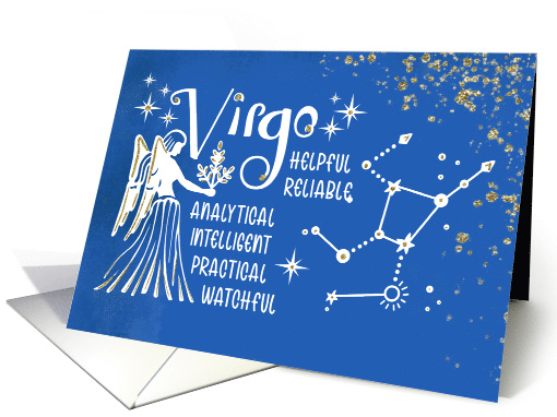 Zodiac Virgo Birthday With Sign Constellation and Traits card