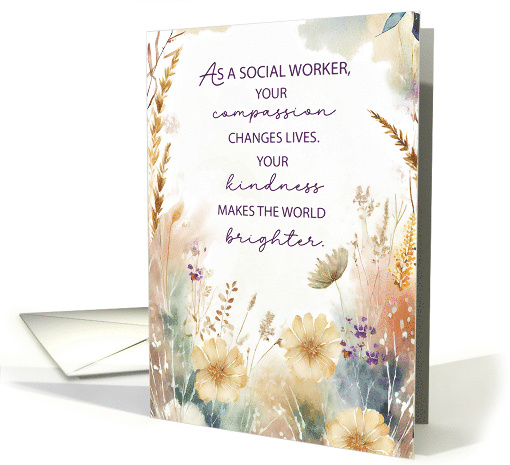 Social Worker Appreciation with Watercolor Wildflowers card (1902794)