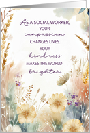 Social Worker Appreciation with Watercolor Wildflowers card
