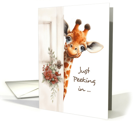 Thinking of You at College Giraffe Peeking Around Door card (1903624)