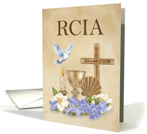 RCIA Catholic Faith Congratulations with Sacrament Symbols card