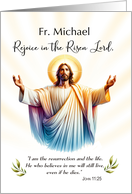 Priest Custom Name Easter Jesus is Risen Rejoice card