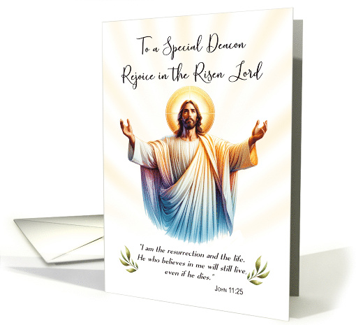 Deacon Easter Jesus is Risen Rejoice with Scripture card (1904064)