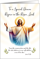 Deacon Easter Jesus is Risen Rejoice with Scripture card