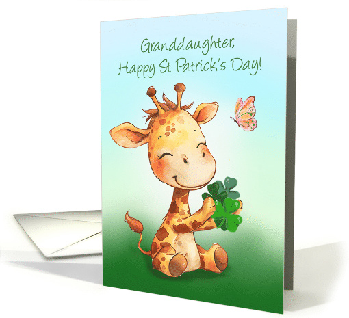 Granddaughter St Patricks Day Cute Giraffe with Shamrocks... (1904072)