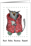 Get Well Wishes Whimsical Cozy Cat Watercolor Illustration card