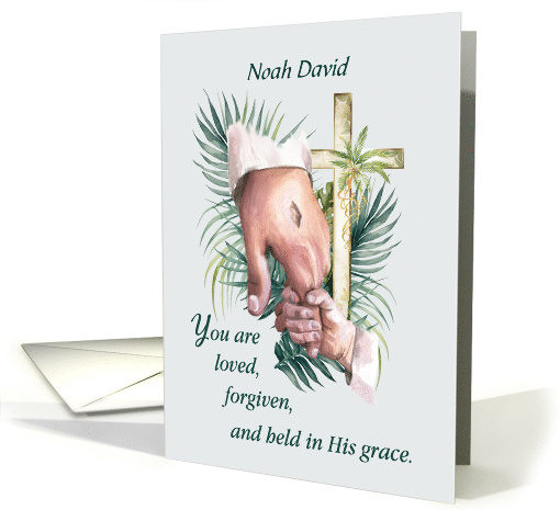 First Reconciliation Custom Name Confession Jesus Hand card (1904984)