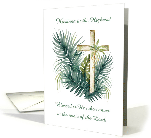 Palm Sunday With Cross and Palms Hosanna card (1905482)