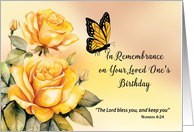 Heavenly Birthday Religious In Remembrance Yellow Roses Butterfly card