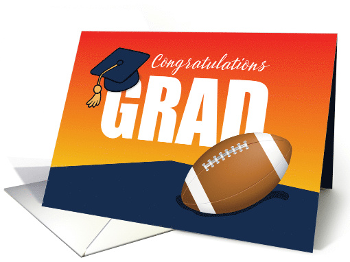 Graduation Congratulations Football Sports Athlete Grad Cap card