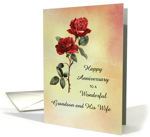 Grandson and His Wife Anniversary Two Red Roses card (1906432)
