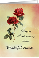 Friends Wedding Anniversary Two Red Roses card