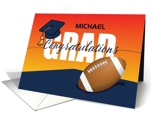 Custom Name Graduation Football Congratulations Student Athlete card