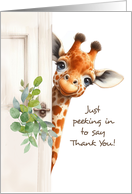 Thank You Giraffe Peeking Around Door card