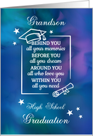 Grandson High School Graduation Quote Watercolor Background card