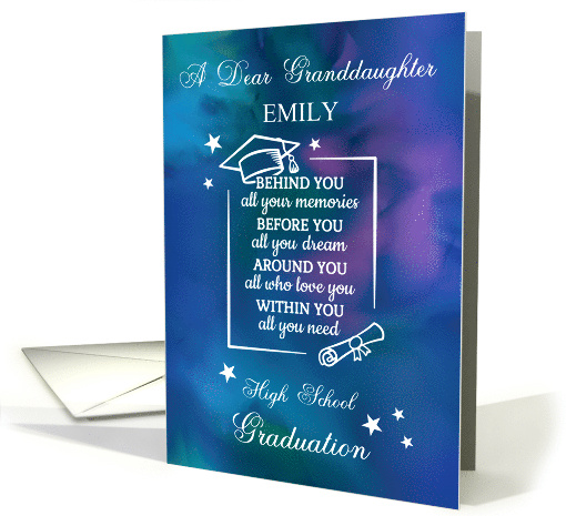 Granddaughter Custom Name High School Graduation Quote card (1907022)
