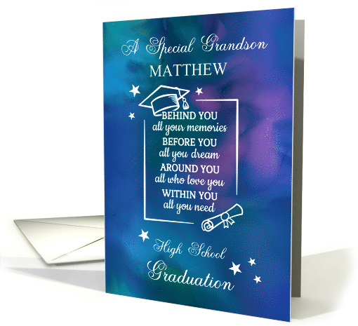 Grandson Custom Name High School Graduation Quote card (1907024)