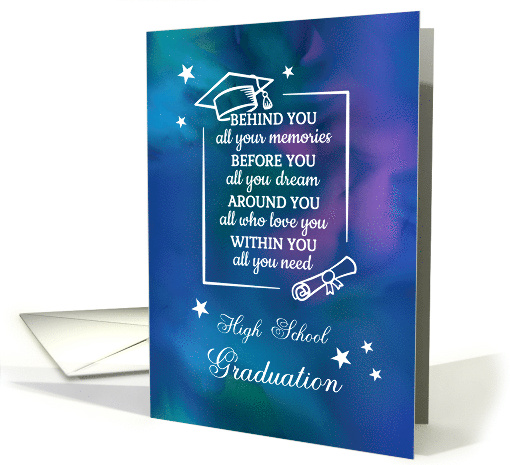 High School Graduation Quote with Watercolor Background card (1907028)
