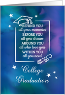 College Graduation Quote with Blue Watercolor Background card