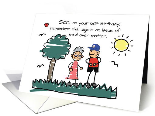 Son 60th Birthday Humorous Stick Figures card (1907482)