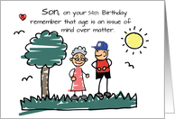 Son Getting Older Custom Age Birthday Humorous Stick Figures card