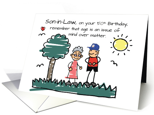 Son in Law 50th Birthday Humorous Stick Figures card (1907502)