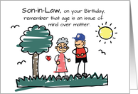 Son in Law Getting Older Birthday Humorous Stick Figures card