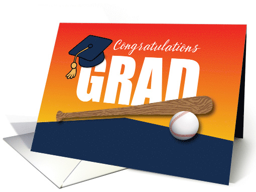 Graduation Baseball Athlete Congratulations Grad Cap card (1907566)