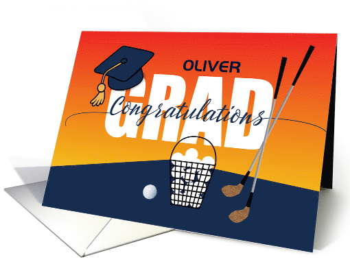 Custom Name Graduation Golf Athlete Congratulations Grad Cap card