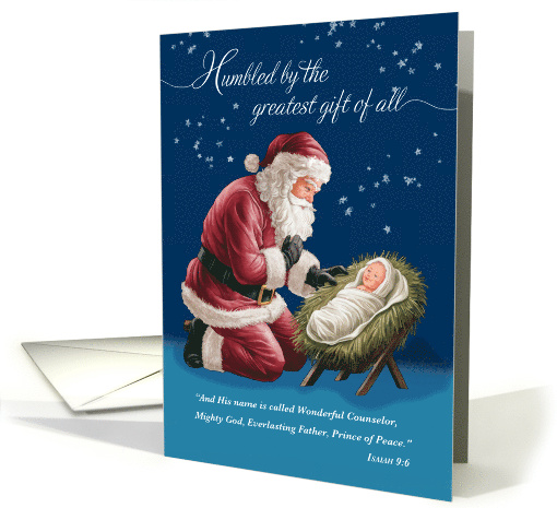 Christmas Santa Kneeling in Front of Baby Jesus card (1908238)