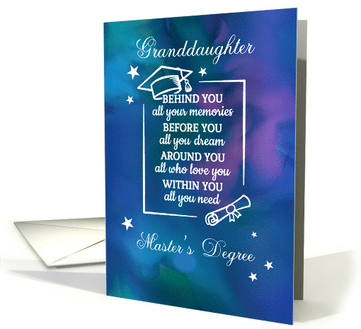 Granddaughter Master's Degree Graduation Quote Blue Background card