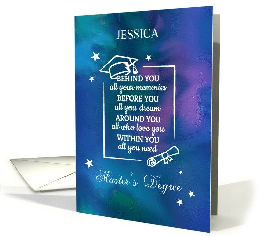 Custom Name Master's Degree Graduation Quote card (1908302)