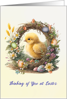 Easter Chick in Grapevine Wreath card