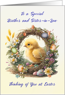 Brother and Sister in Law Easter Chick in Grapevine Wreath card