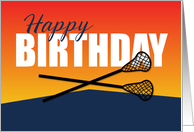Lacrosse Birthday on Blue and Orange Athlete card