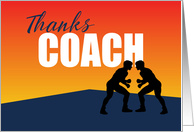 Wrestling Coach Thank You on Blue and Orange card