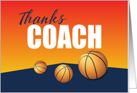 Basketball Coach Thank You on Blue and Orange card