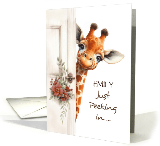 Custom Name Good Luck on Finals Giraffe Peeking In card (1909296)