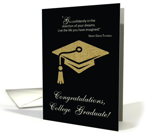 College Graduation Congratulations Black With Gold Look card (1909544)