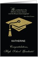 High School Graduate Personalize Congratulations Black Gold Look card