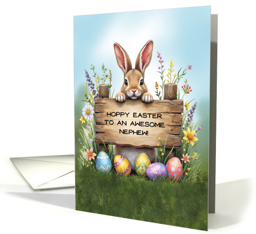 Awesome Nephew Bunny in Grass With Easter Eggs card (1909572)